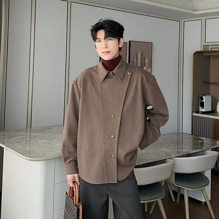 Long-Sleeve Woolen Shirt