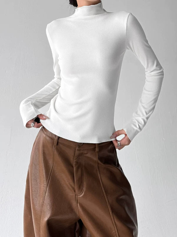 Mok Yaka Ribana Örgü Baz Katman Üst 