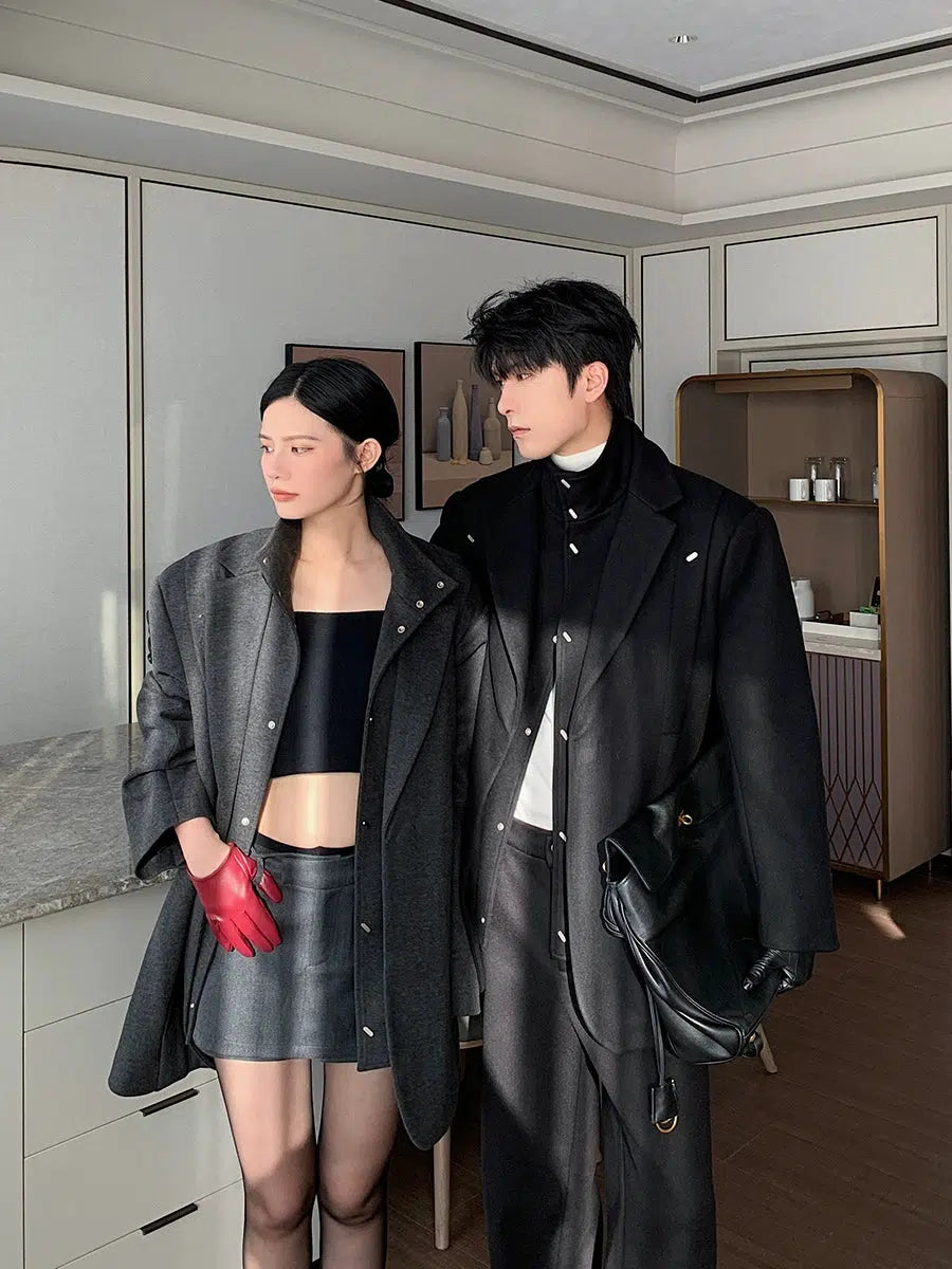 Woolen Blazer with Shoulder Pads