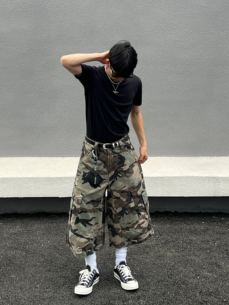 カモフラージュ ルーズカーゴ ワイドレッグパンツ 