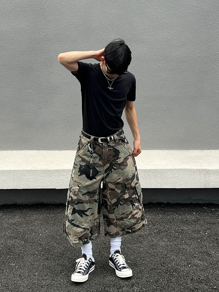 カモフラージュ ルーズカーゴ ワイドレッグパンツ 