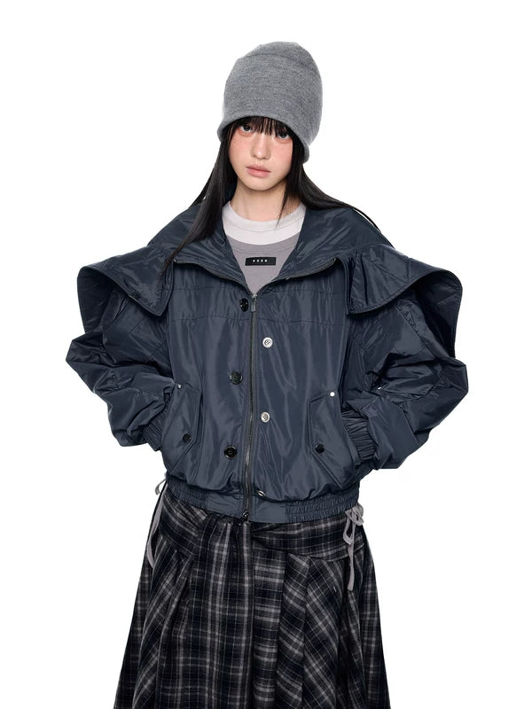 Giacca con zip retro e orlo elastico in vita 