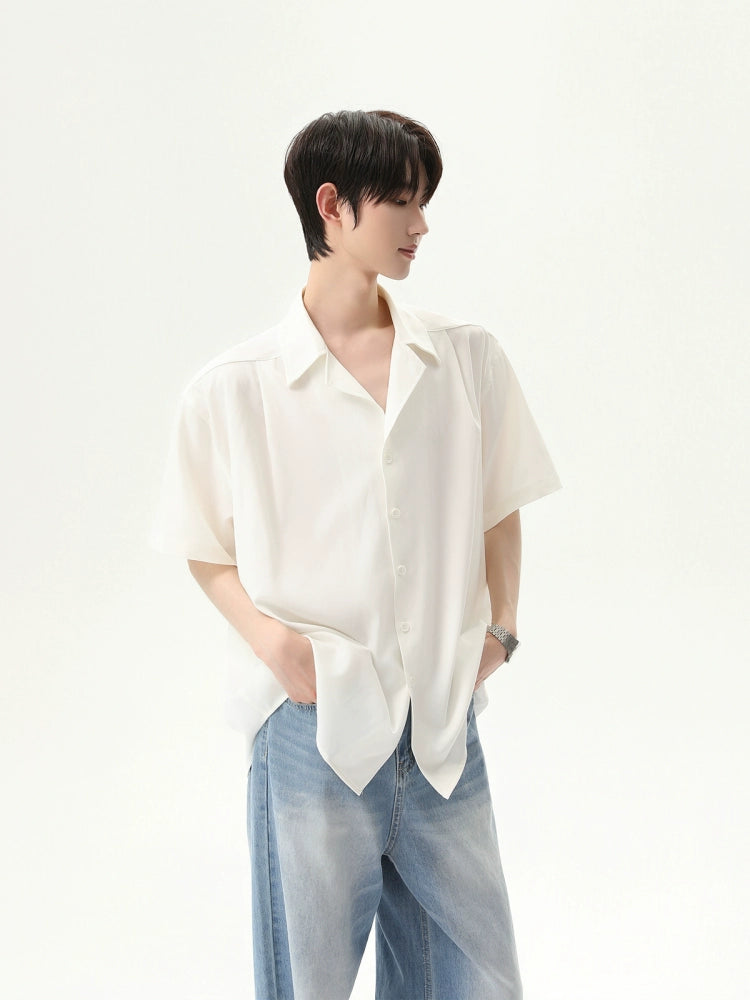Satin Drape Short-Sleeved Shirt