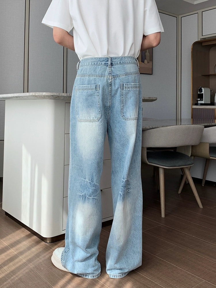 Ripped Straight Leg Jeans