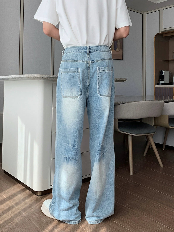Ripped Straight Leg Jeans