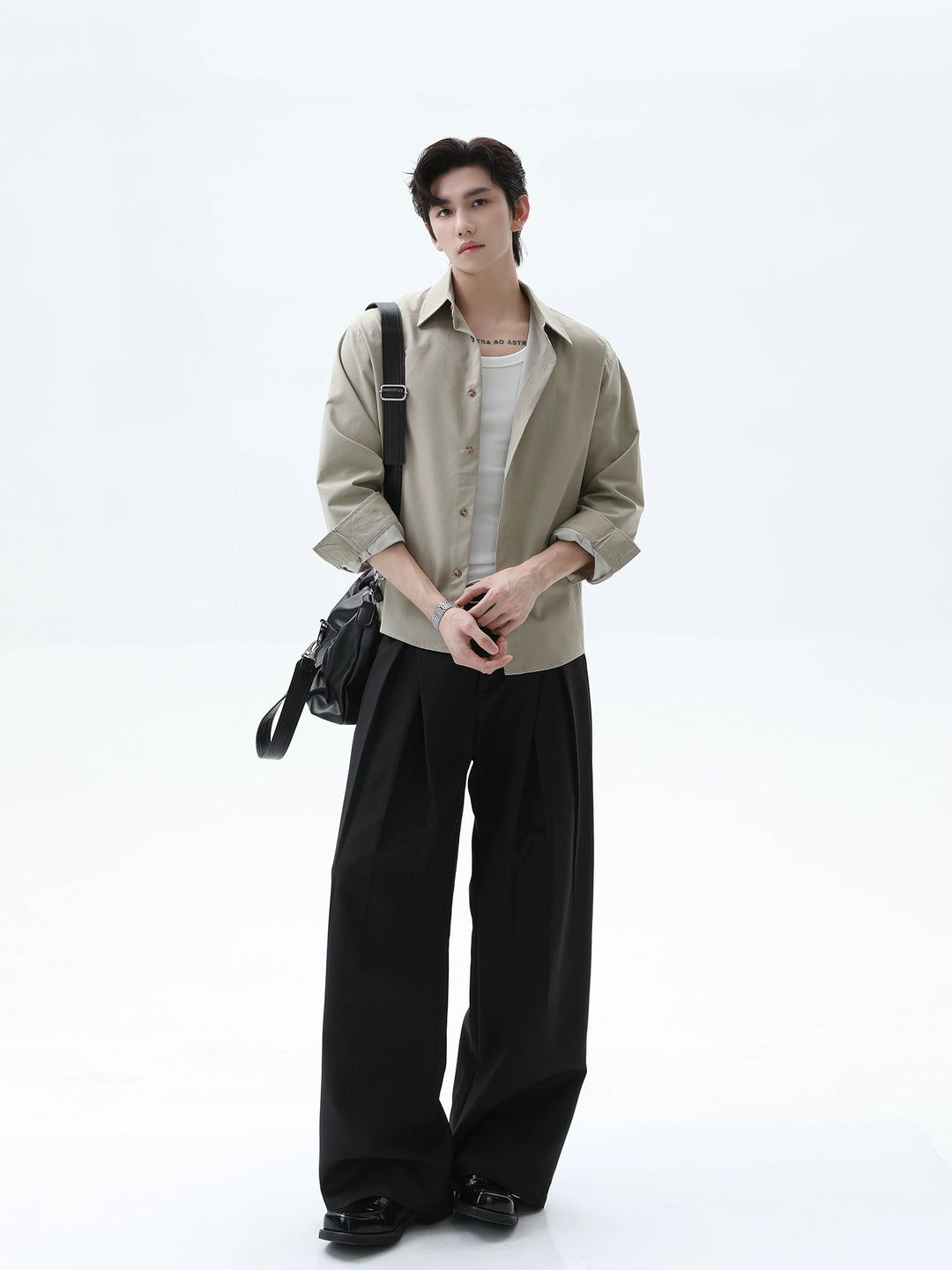 Lapel Long Sleeve Loose Fit Shirt