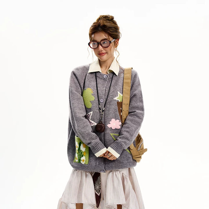 Cardigan en tricot jacquard à motif étoile 