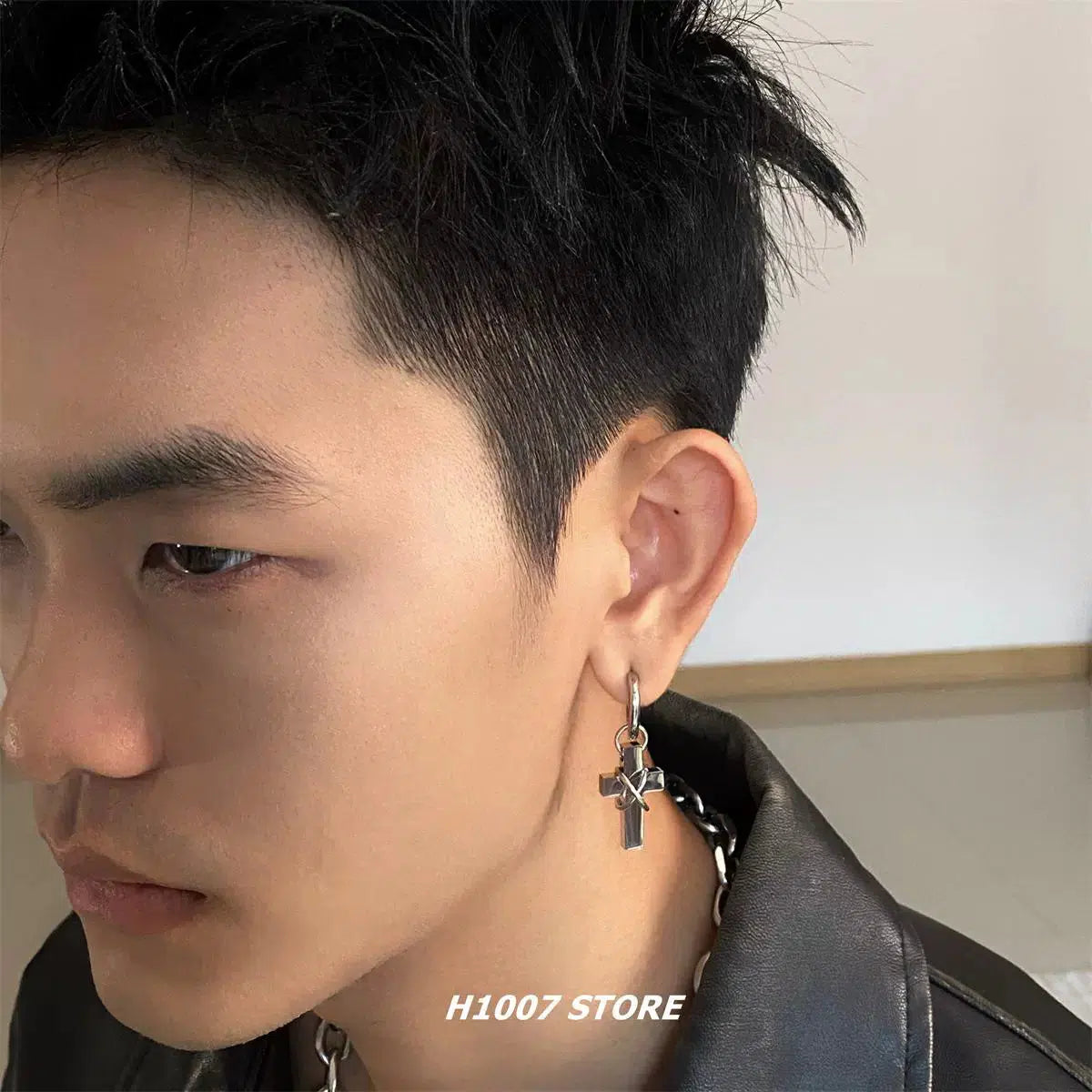 Titanium Steel Cross Earrings