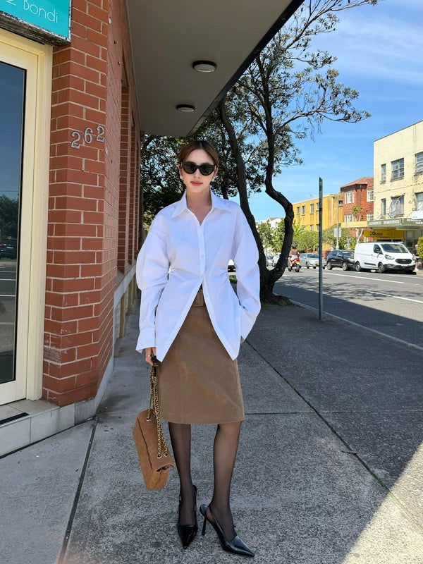 Retro Suede Midi Skirt