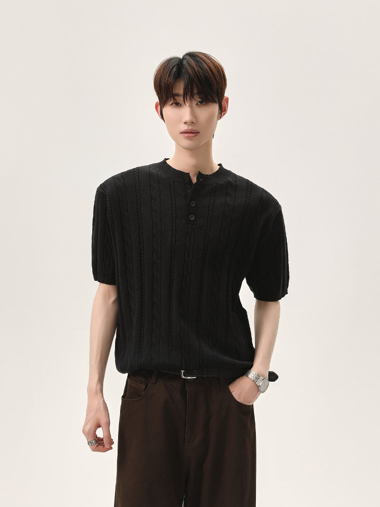 Knitted Short Sleeve Polo T-shirt