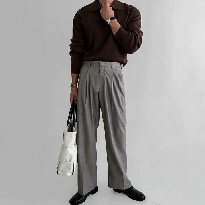 Plissé Wijde Pantalon Casual Suit 