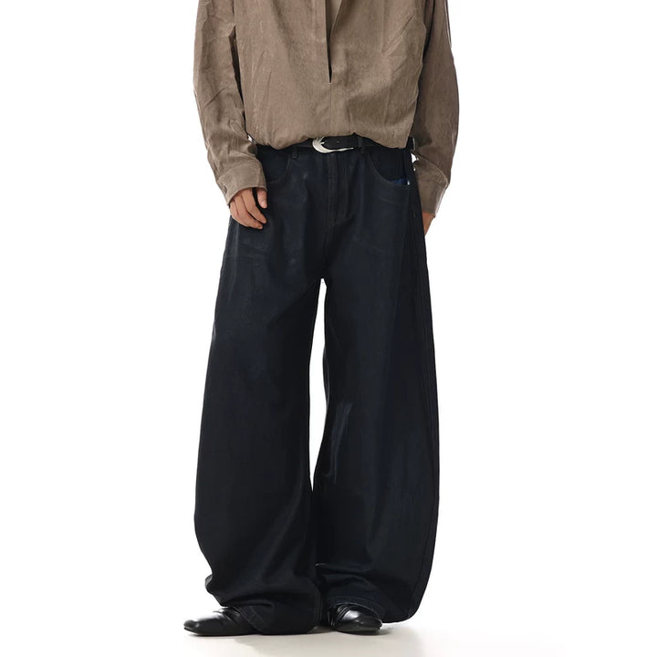 Pantalons en denim déchirés à jambe large rétro 