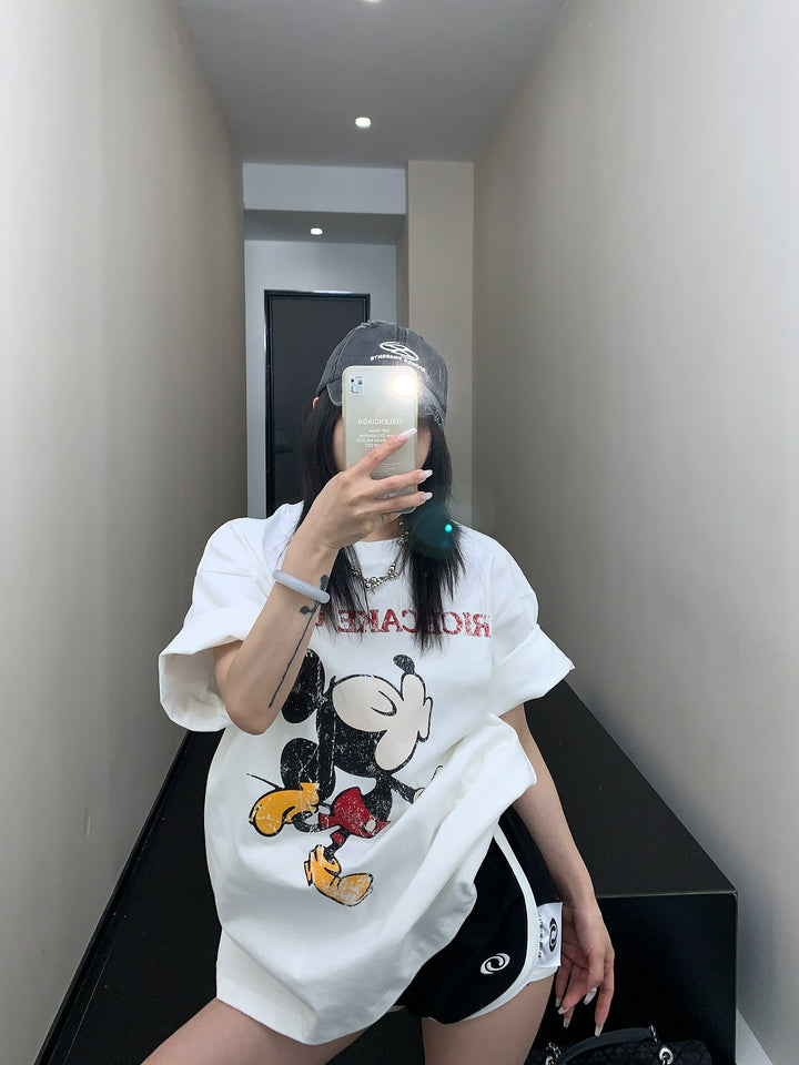 Cartoon Graphic Oversized Cotton T-Shirt