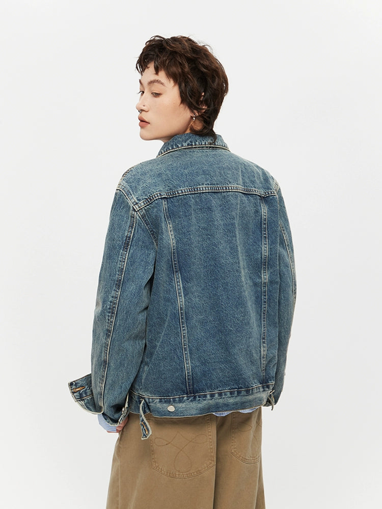 Giacca retro in denim lavato loose 