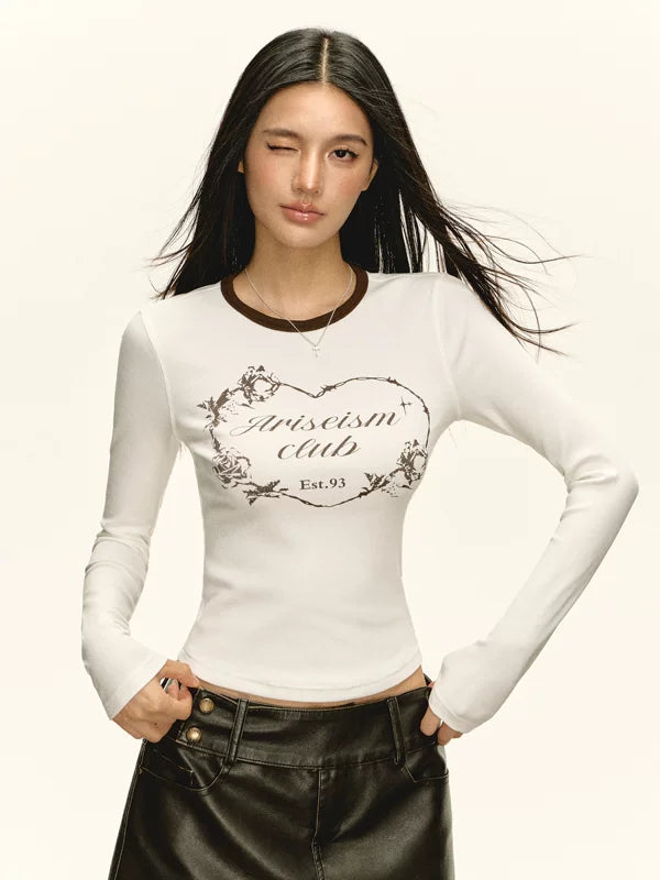 T-shirt ajusté à manches longues avec graphique 