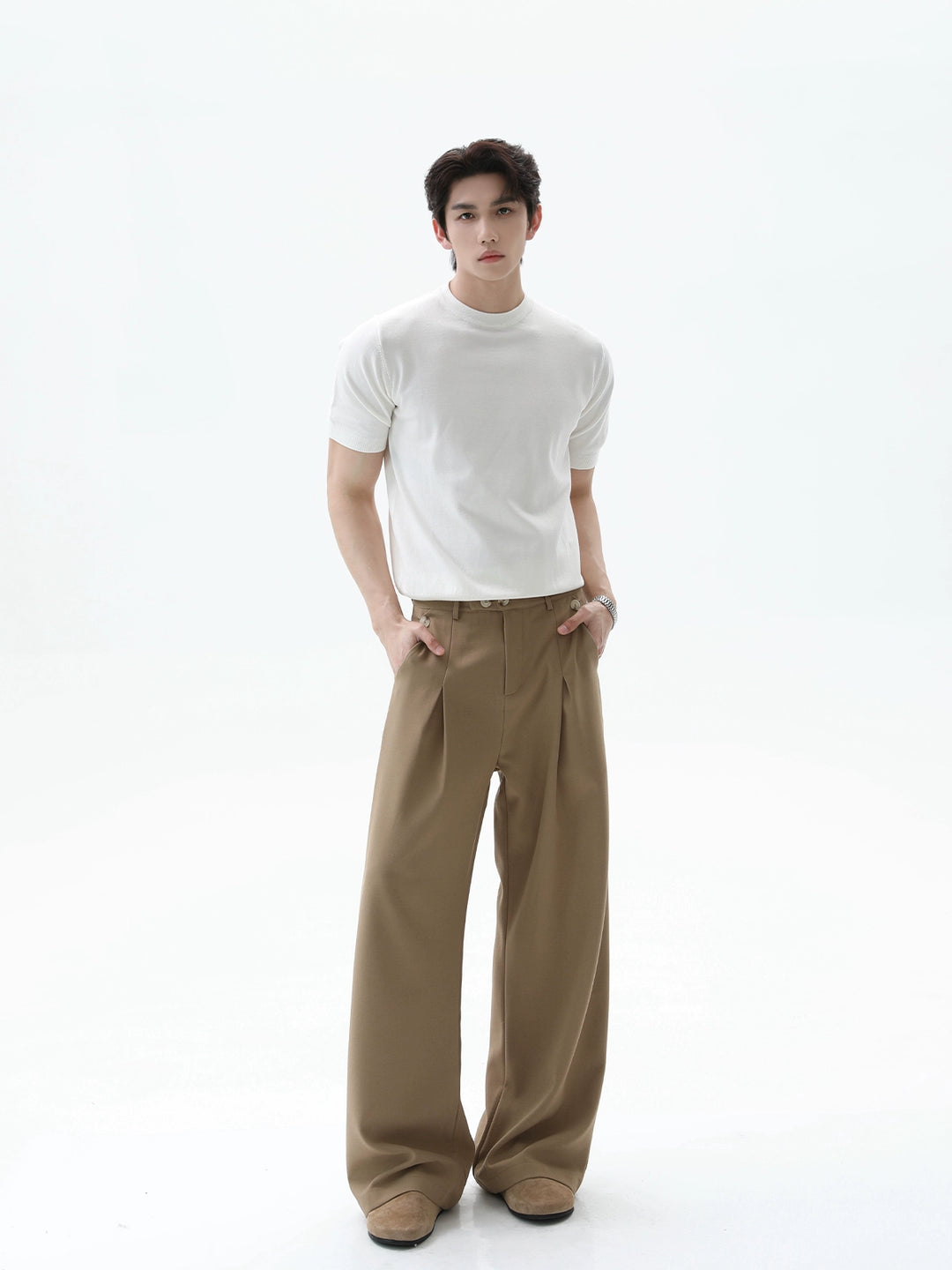 Slim Round Neck Knitted Shirt