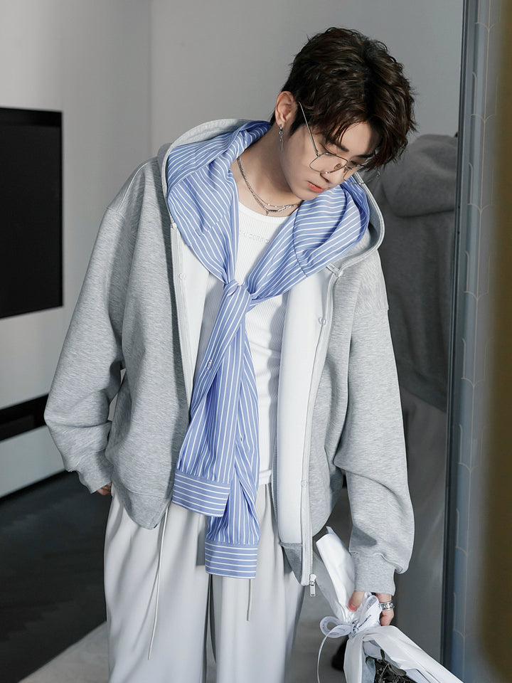 Gestreiftes Zweiteiliges Kapuzenpullover-Set 
