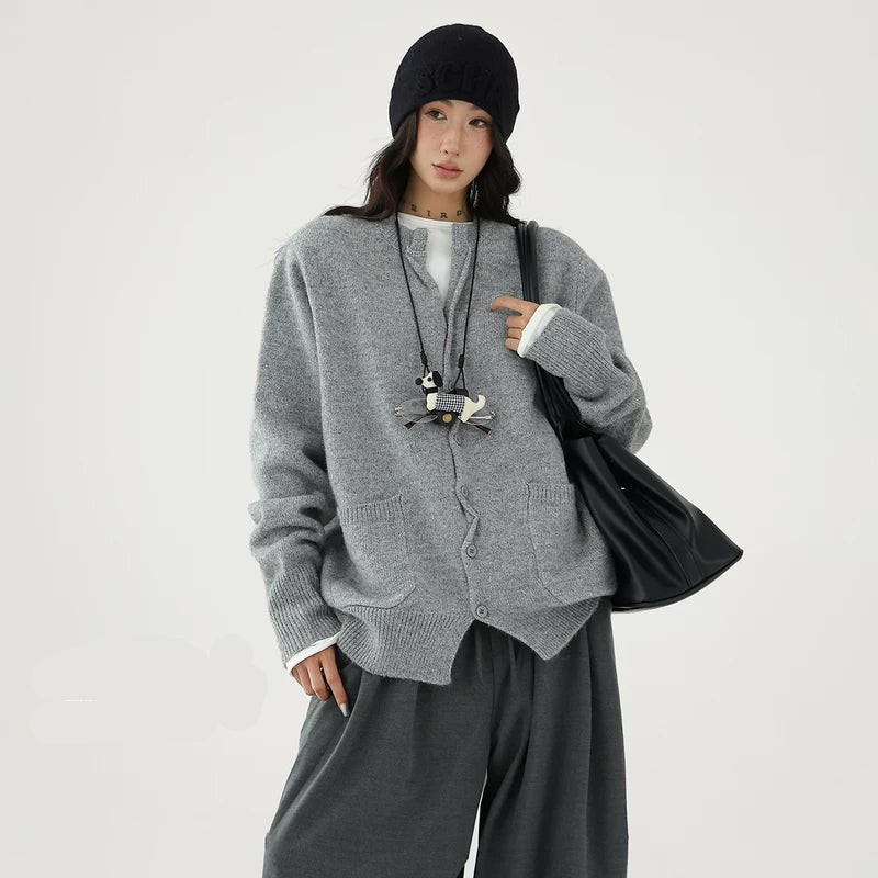 Ullforet strikket genser med rund hals 