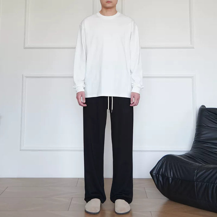 بنطلونات واسعة الساق غير رسمية مغسولة ومشطوبة 