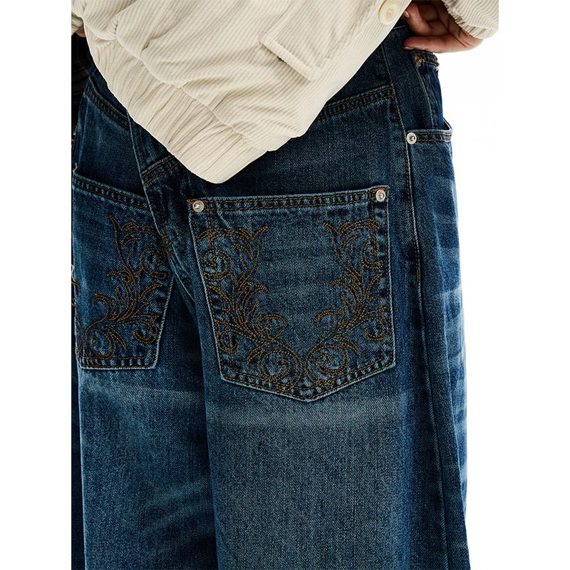 Calças Jeans Largas de Cintura Alta e Corte Solto 