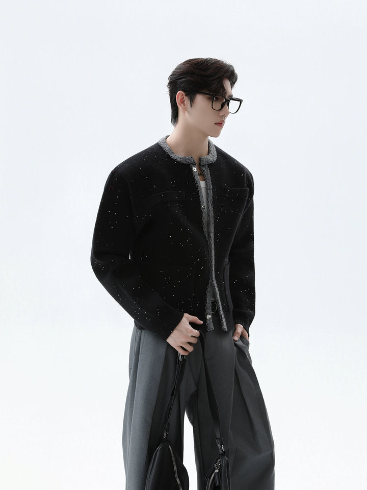 Single-Breasted Knitted Textured Jacket