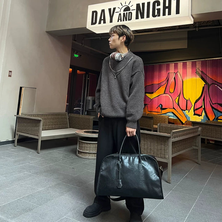 Retro Leren Reisbag met Grote Capaciteit 