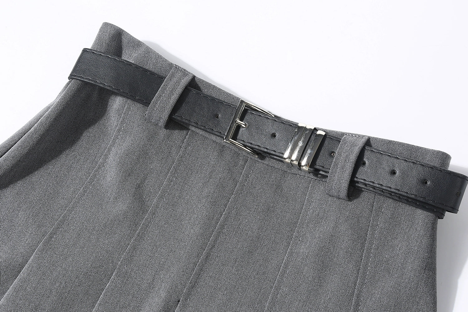 Pleated Midi Skirt with Belt