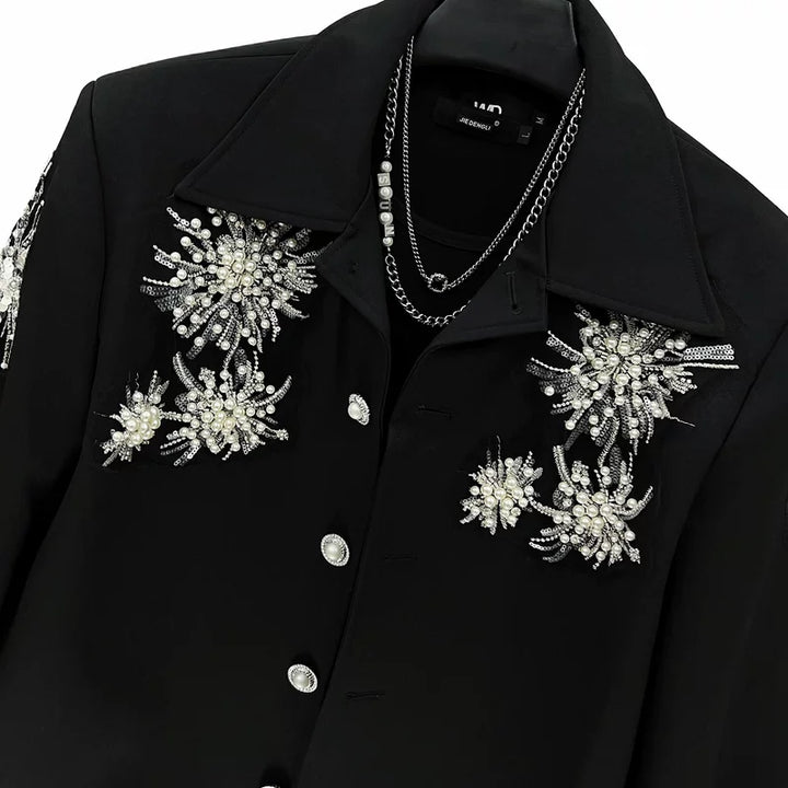 Perlová flitrová vyšívaná volná bunda 