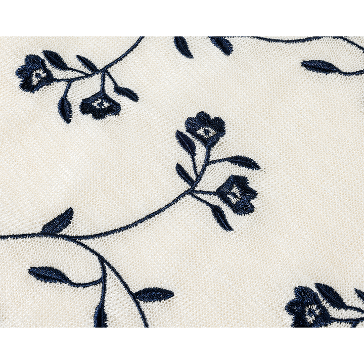 Embroidered Sleeveless Knit Round Neck Top