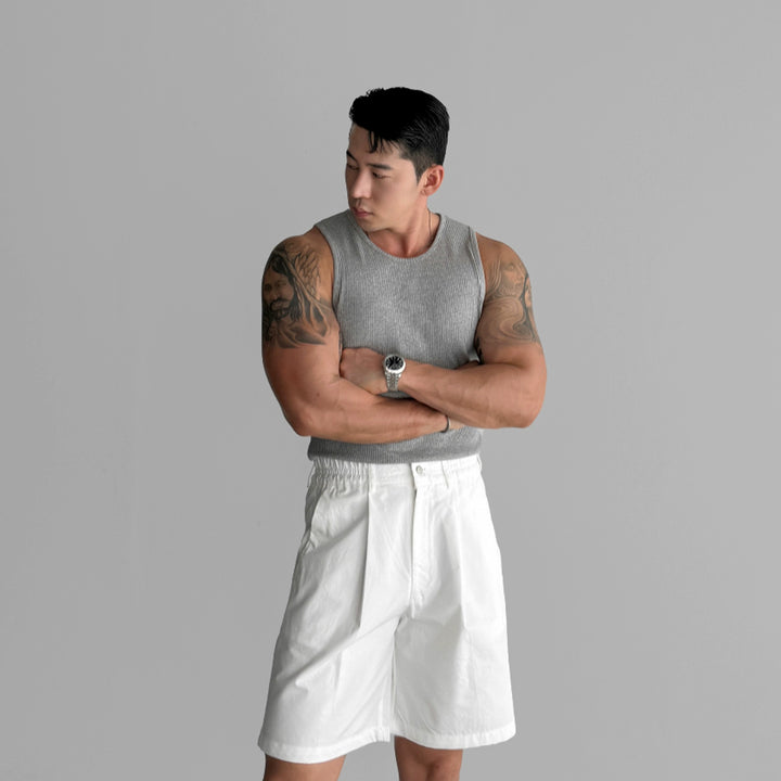 Rippstrick Stretch ärmelloses Muskelshirt 