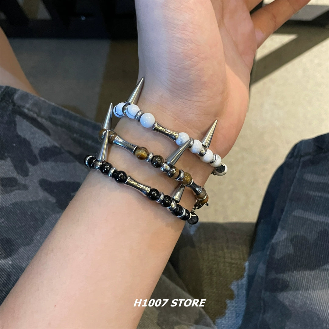 Tiger Eye Beaded Spike Bracelet