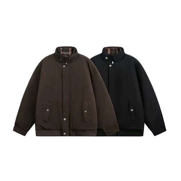 Chaqueta de algodón acolchada forrada de cuadros de invierno 