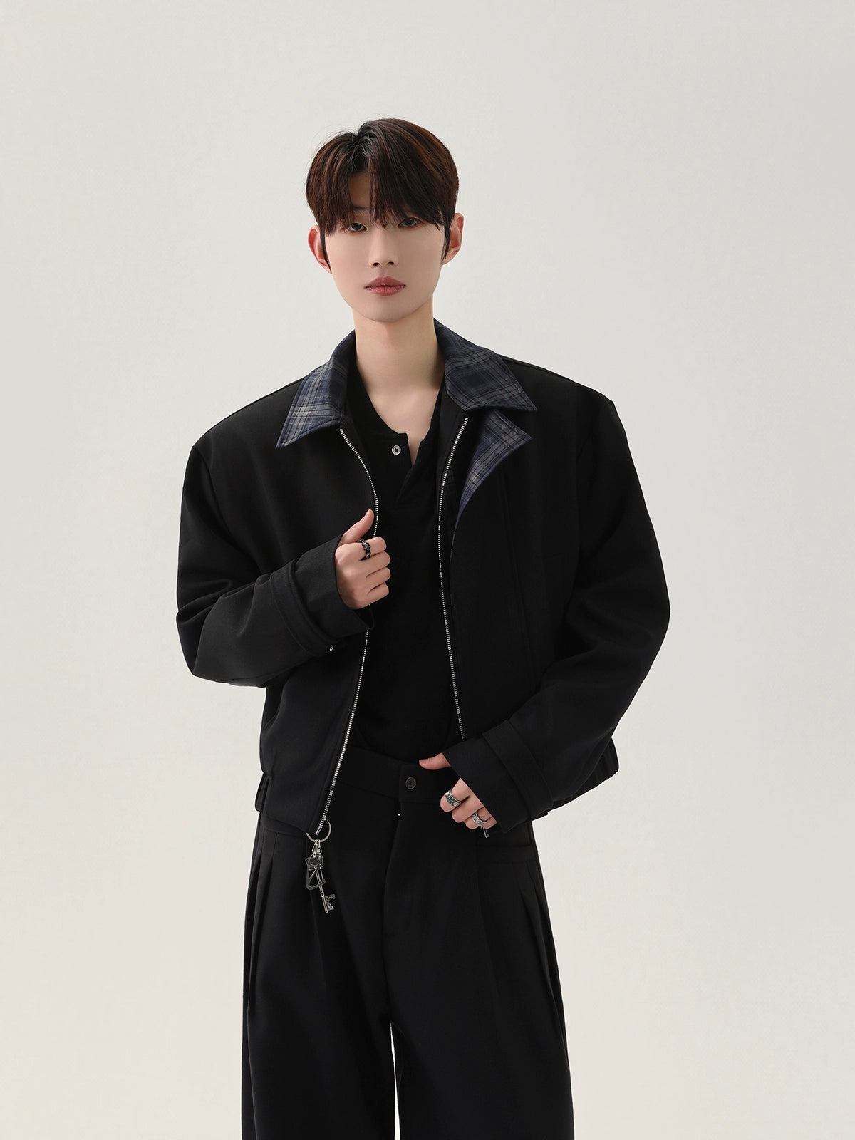 Ekose Yaka Yapılandırılmış Kısa Ceket 