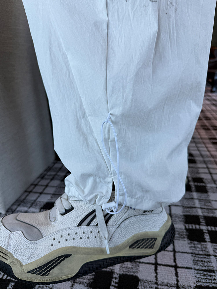 White Wide-Leg Casual Pants