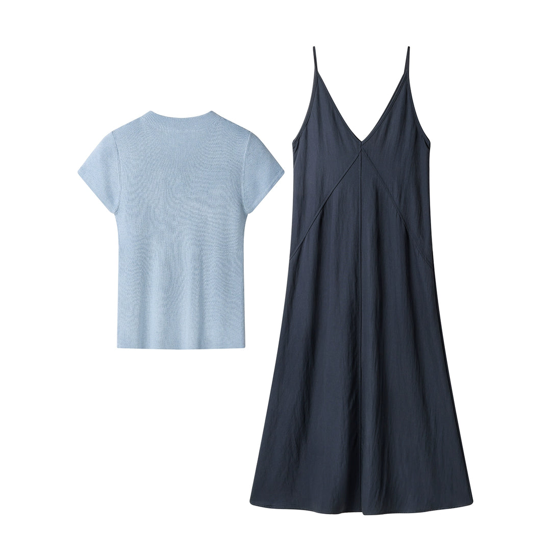 Knit Top and V-Neck Dress Set