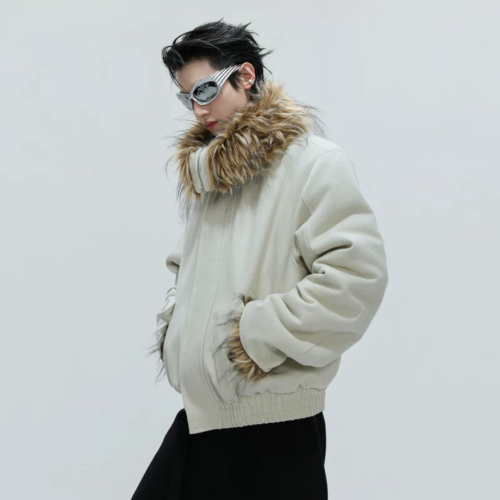 Fleece Lined Fur Collar Jacket