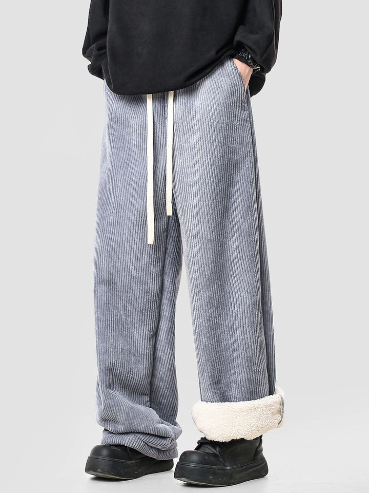 Corduroy Wide-Leg Plush Lined Pants