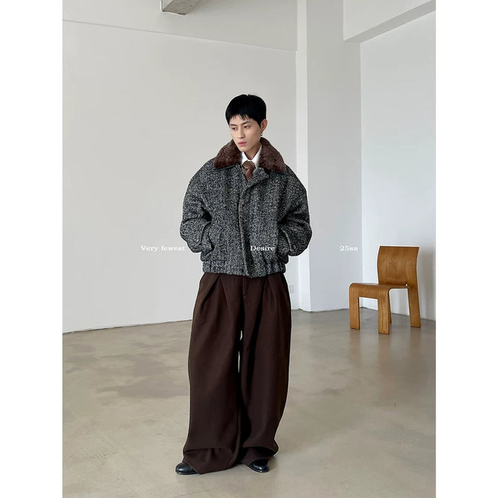 Fur Collar Quilted Wool Coat