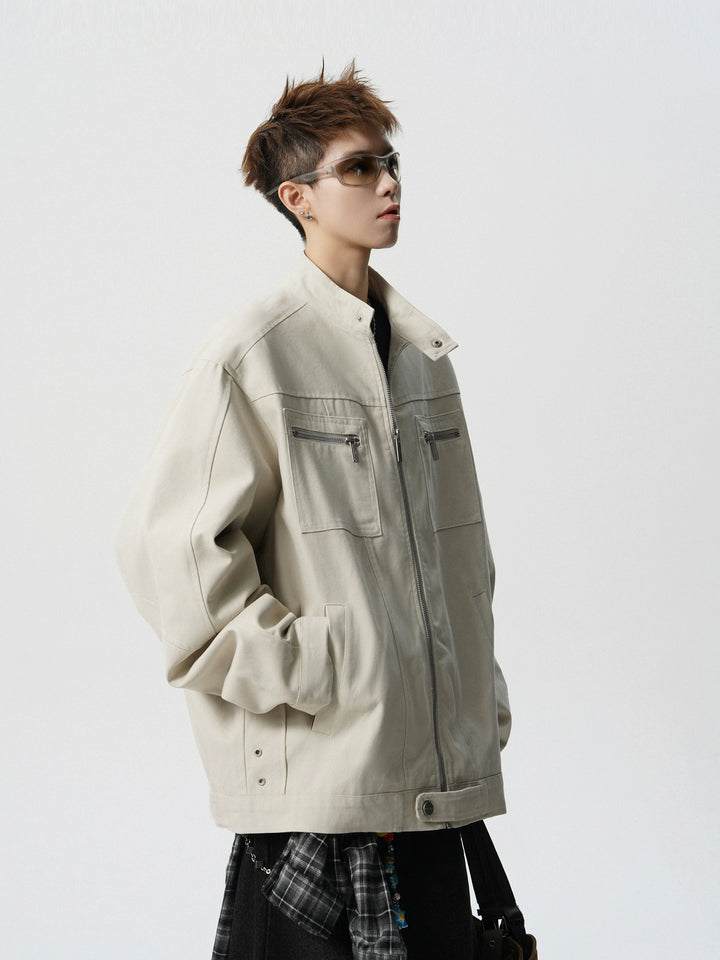 Streetwear Zip-Front Workwear Jacket