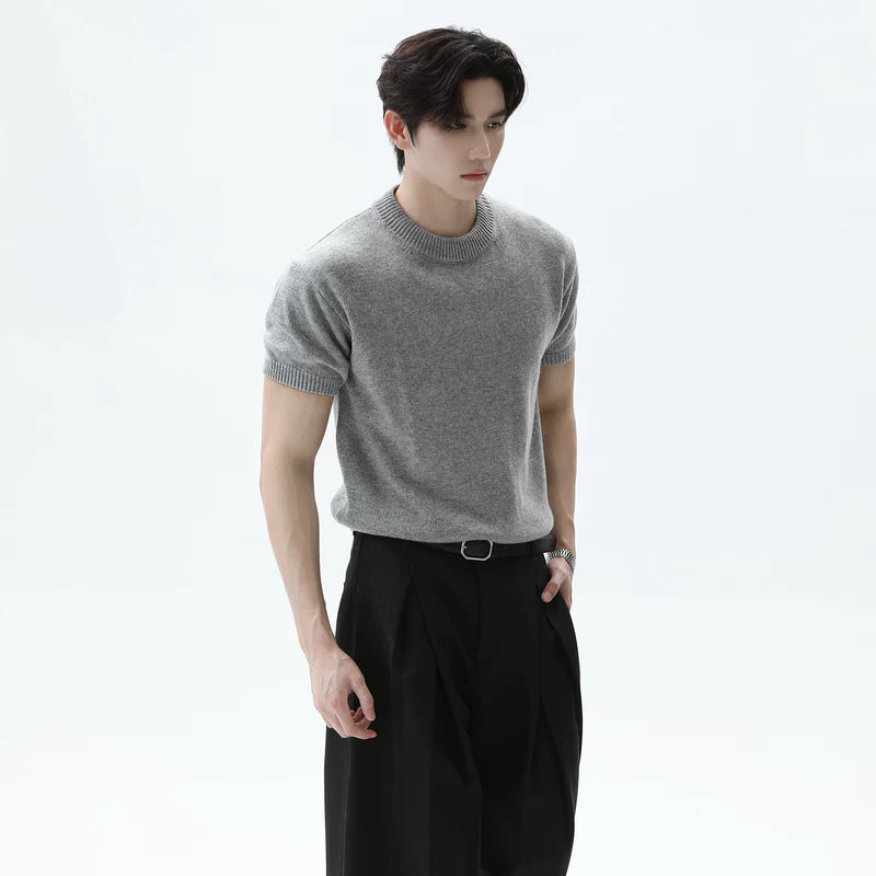 Lambswool Blend Crew Neck Knit Pullover