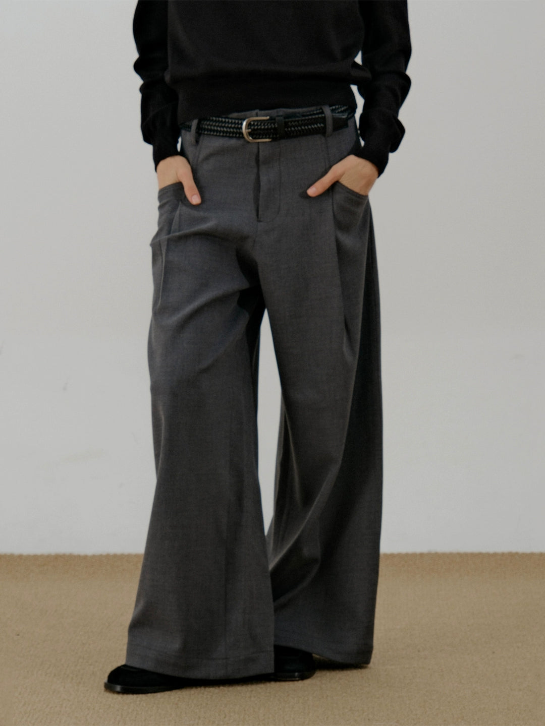 Wide Leg Relaxed Fit Suit Pants