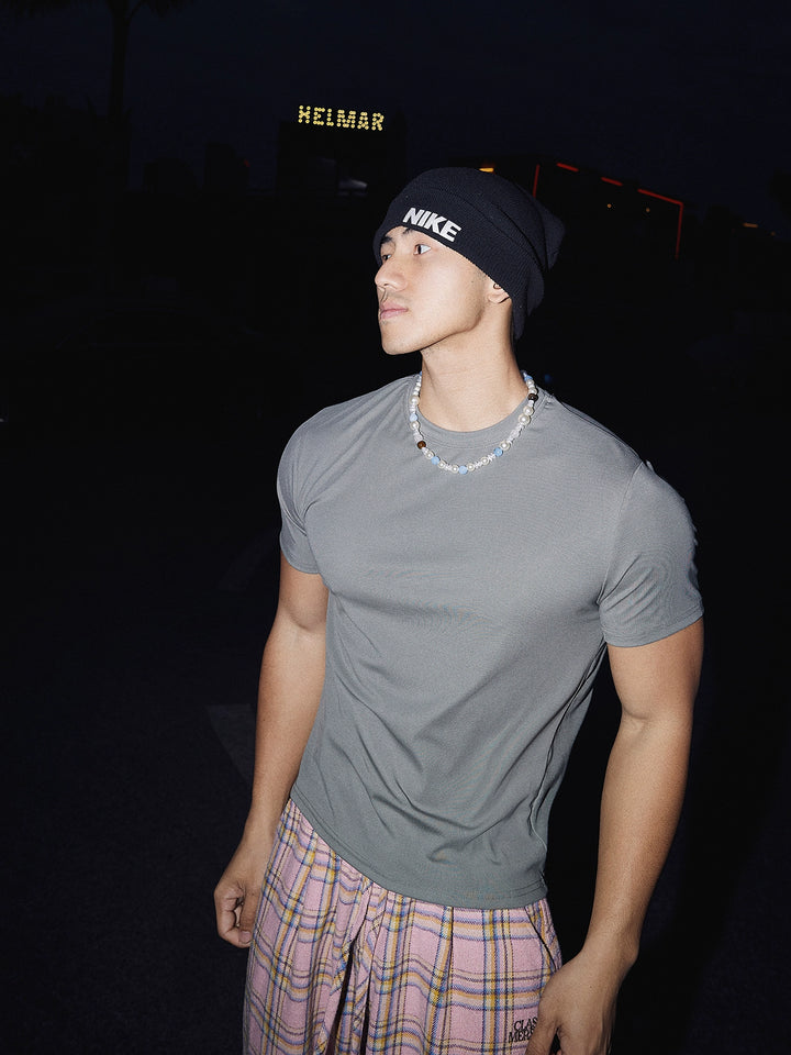 Slim Fit Grundläggande Kortärmad Pullover 