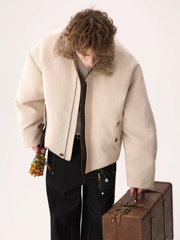 Chenille Fur Collar Cotton Padded Jacket