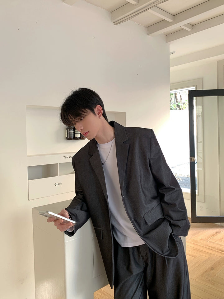 캐주얼 수트 자켓과 바지 세트 