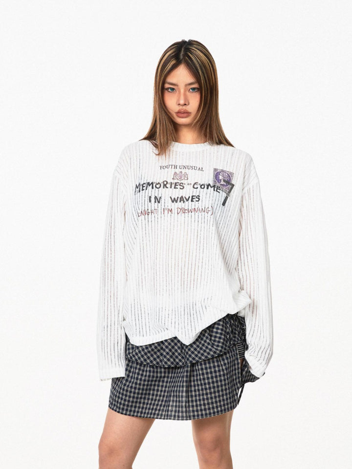 Retro Striped Turtleneck Casual Top