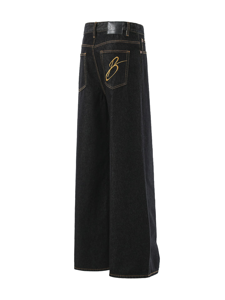 Pantalons en denim évasés à jambes larges 