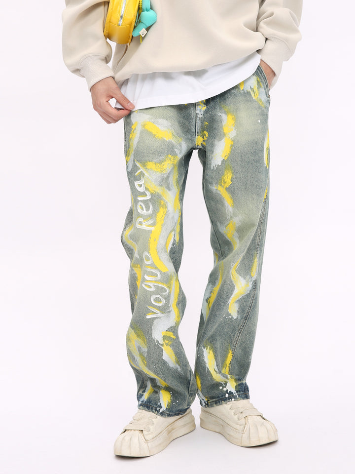 Graffiti Kunst Locker Gerade Jeans 