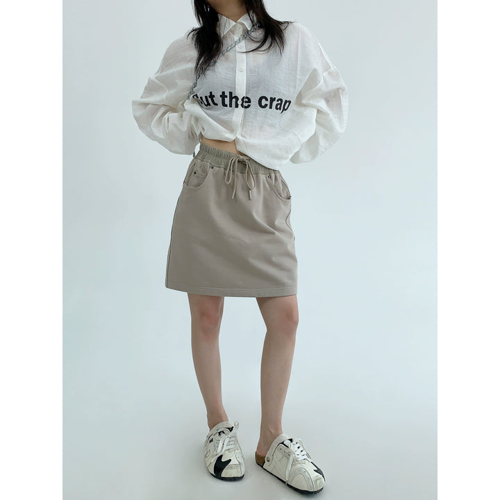 Loose Fit Casual Drawstring Skirt