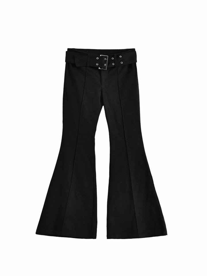 Black Slim Fit Flared Pants