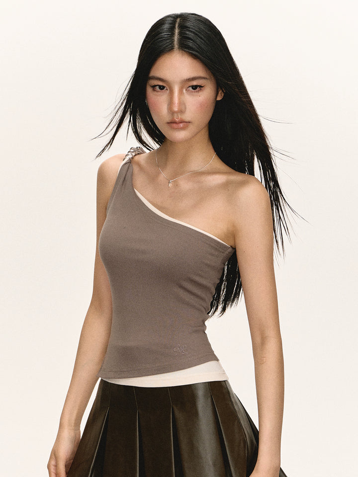 Asymmetrical Shoulder Slim Fit Tank Top